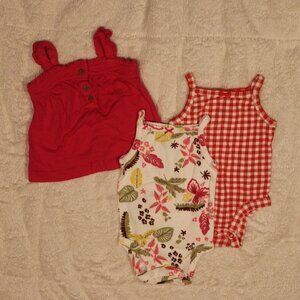 Carter's Baby Girl Bundle of 3 Top and Tank Bodysuits 3 Months